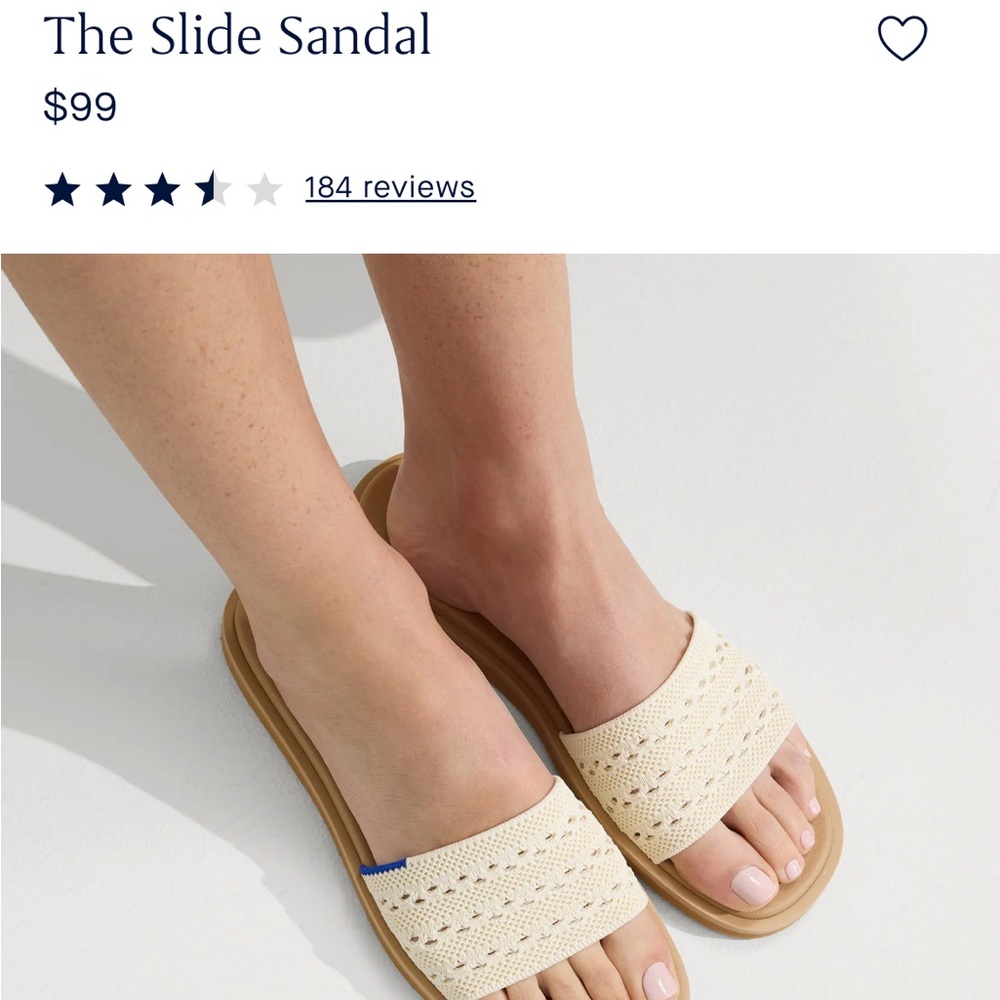 Rothy's Slide Sandal in Cream and Tan - Picture 2 of 4
